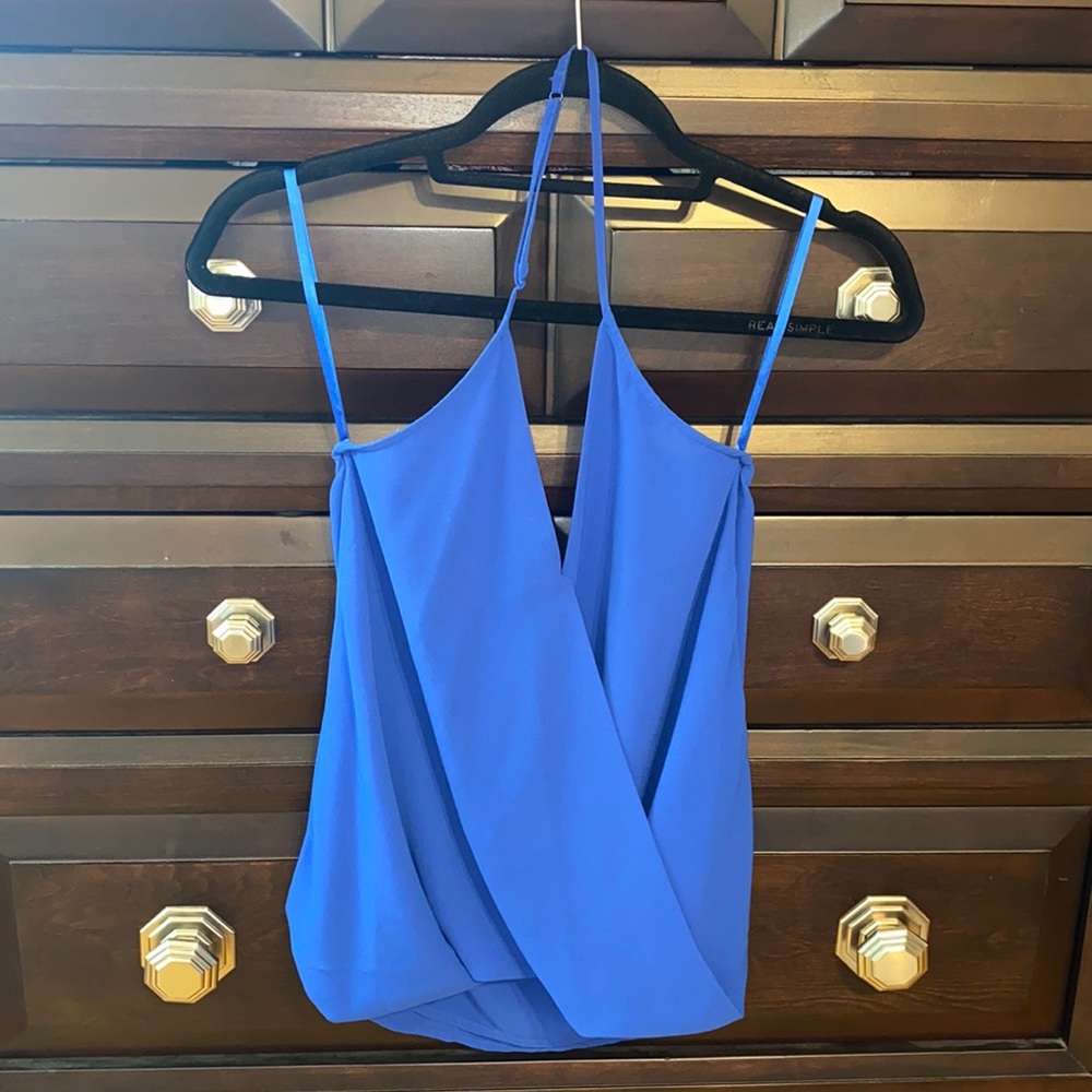 Blue Naked Zebra Wrap Front Halter Top